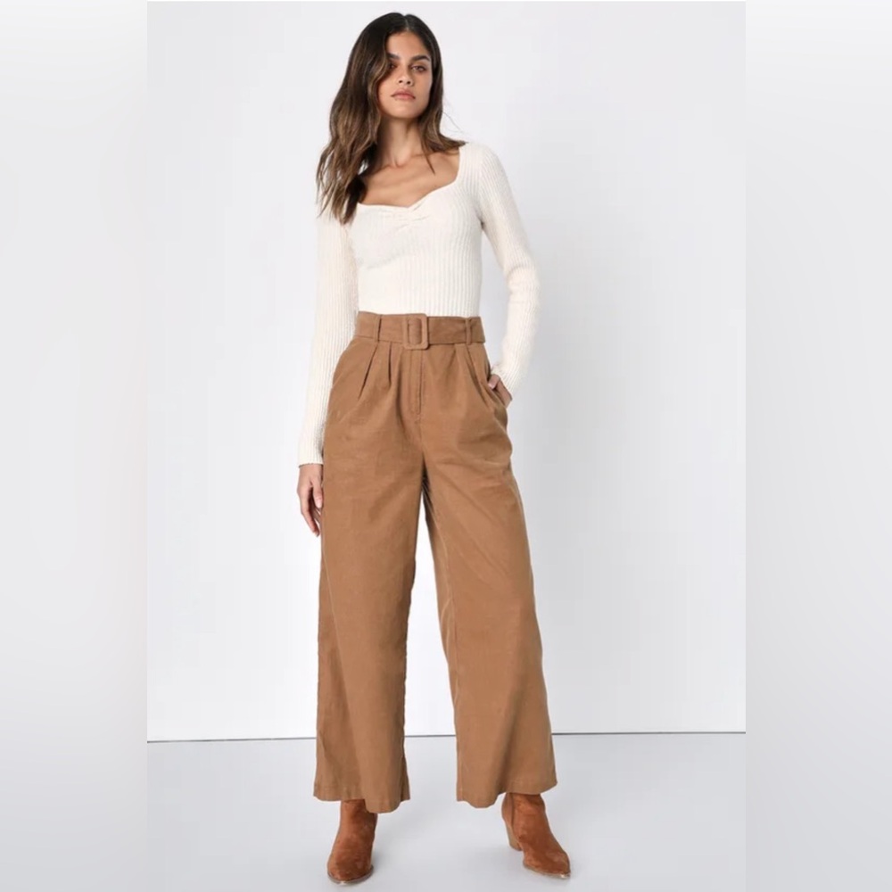 Lulus Elevated Trend Brown Corduroy High Waisted Wide Leg Pants